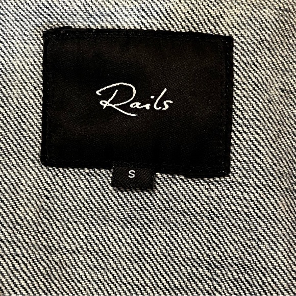 Rails Custom Knox Letterman Vintage Wash Distressed Denim Jacket Amy Small - Picture 13 of 16